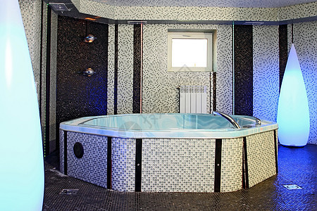 现金池游泳马赛克温泉酒店玻璃建筑学奢华游泳池蓝色白色图片