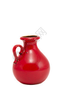 孤立的红陶瓷花瓶图片