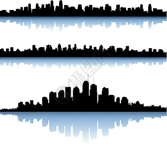 城市景色环影背景住房环境阳光时间建筑学市中心反射房地产横幅地平线图片