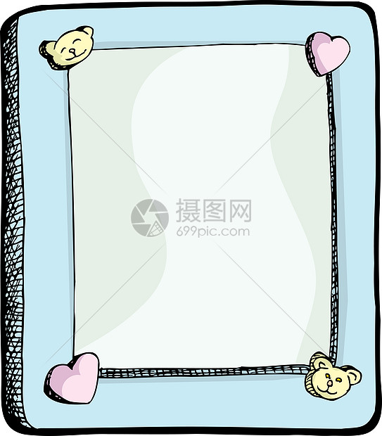 可爱的图片框架剪贴涂鸦粉色黄色草图卡通片相框照片墨水蓝色图片