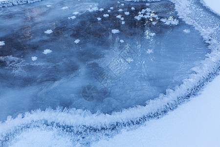 冰冻湖冰柱雪花蓝色编织水晶图片