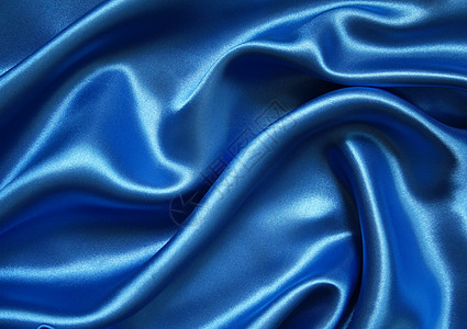 平滑优雅的蓝色丝绸折痕感性海浪纺织品布料曲线投标银色材料织物图片