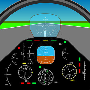 在飞机驾驶舱中的控制面板座舱电子设备插图罗盘飞行员航班航空控制板拨号图片
