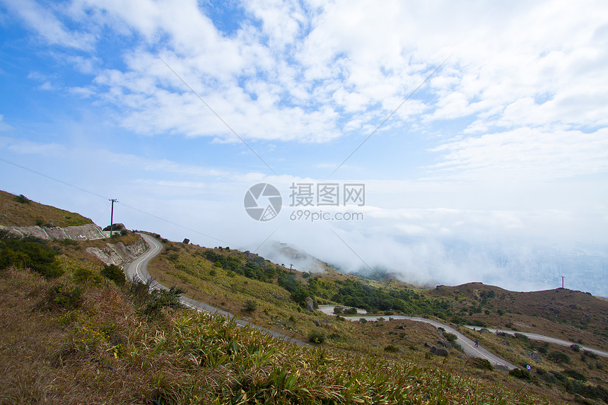 山区地貌和香港的dowtown抵押景观城市市中心蓝色办公室旅游天际爬坡生活图片