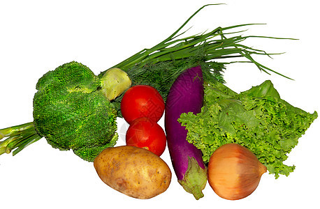 白色上隔离的新鲜蔬菜背景图片