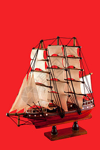 红底豪华帆船的孤立模型图片