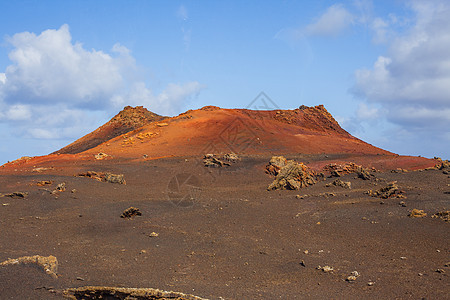 Timanfaya山脉火灾天空海洋沙漠土地蓝色棕榈旅行假期火山海岸图片