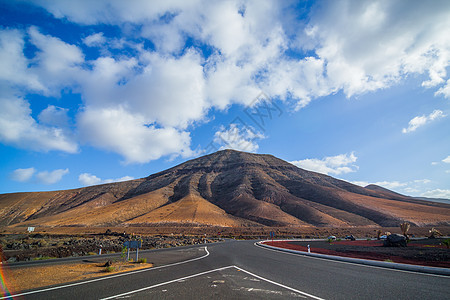 加那利群岛兰萨罗特公路晴天发动机运输土地火山场景旅行路线沙漠爬坡图片