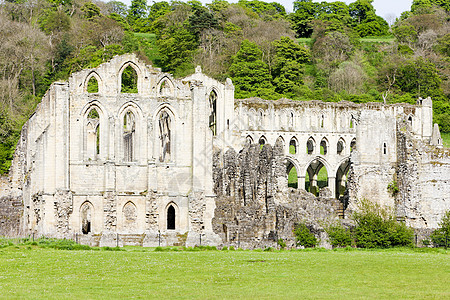 英国北约克郡Rievaulx修道院废墟旅行建筑学景点外观教会历史性位置历史建筑世界图片