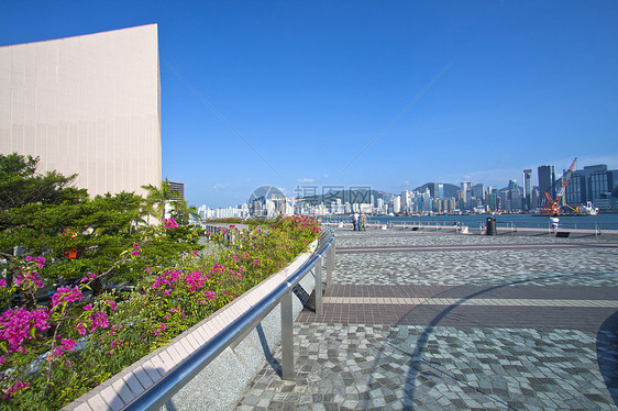 维多利亚港湾一带的香港滨水区图片