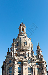 德国德累斯顿圆顶地标教会建筑新教历史蓝色宗教中心城市图片
