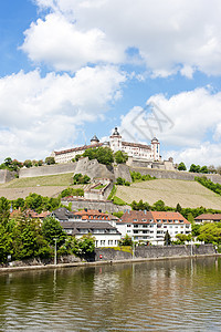 德国巴伐利亚Wurzburg壁垒建筑城市地标历史据点城堡外观景观堡垒图片