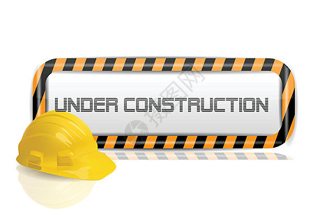 施工项下互联网插图安全横幅黄色标语工人塑料建筑学头盔插画