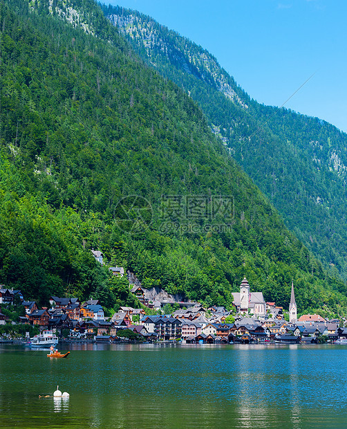美丽的阿尔卑斯山霍斯塔特城宗教房子反射蓝色遗产团体旅行文化天堂山脉图片