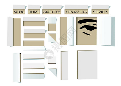 折纸纸张样式的网页模板设计互联网折叠菜单界面选项卡阴影边界按钮书签博客背景图片
