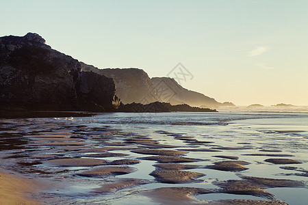 沙格里斯美丽的海滩海岸水池支撑晴天海洋天空海岸线旅行日落蓝色图片