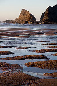 沙格里斯美丽的海滩海洋海浪支撑海岸线水池晴天蓝色海岸日落旅行图片