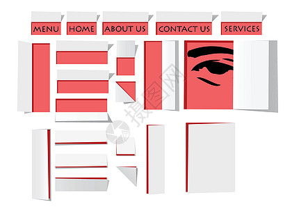折纸纸张样式的网页模板设计纽扣选项卡标签杂志边栏导航按钮博客边界画廊图片