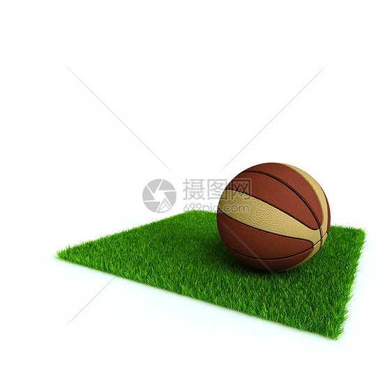 在绿明草草的草坪上打篮球图片