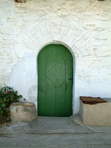 绿门木头旋钮入口历史房子门把手古董砌体建筑建筑学图片