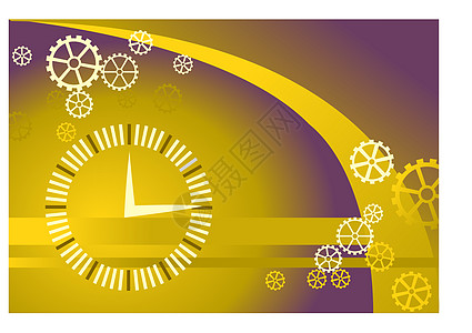 机械手表芯齿轮和时钟背景插画