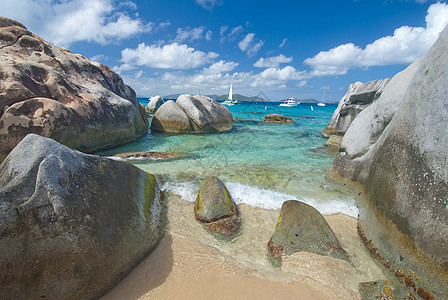 BVI上的浴池处女假期蓝色天堂明信片旅游蜜月旅行绿色海滩图片