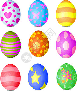 复活节鸡蛋花卉图案插图星形装饰品图片