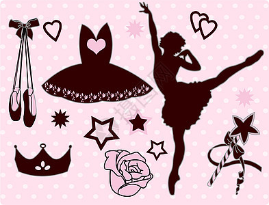 芭蕾舞女玫瑰演员舞蹈班级插图粉色配件表演剧院剪贴背景图片