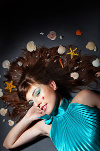 美人鱼青年收藏海滩珠子黑发女士海星工作室魅力冒充图片