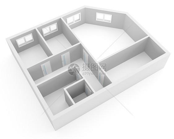 拥有空房间的现代公寓计划建筑学蓝图框架建筑地面建筑师房子设计师大厦插图图片