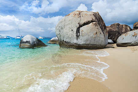 浴缸假期蜜月热带旅游蓝色处女岩石海洋绿色田园诗图片