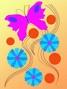 带有蝴蝶的抽象构成背景框架装饰品纹理花卉图案背景图片