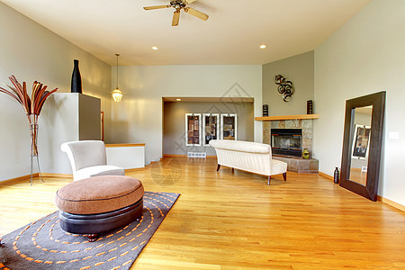 奇妙的现代客厅内室内娱乐装饰长椅桌子家具木头建筑风格奢华硬木图片
