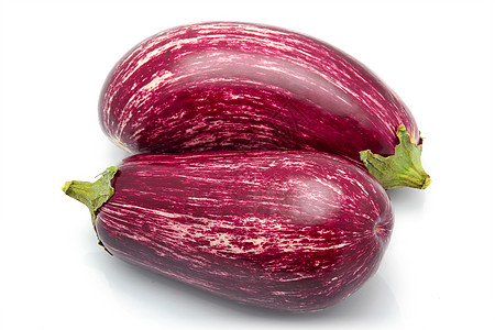 孤立的紫茄茄子蔬菜植物绿色紫色黑色水平食物农场茄子椭圆图片