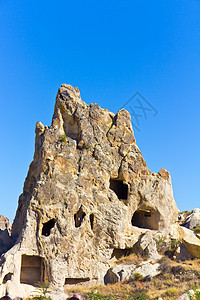 卡帕帕多西亚旅行蓝色洞穴石灰石住宅石头火山房子侵蚀地质学图片