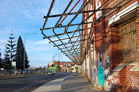 街道街砖块走路建筑结构金属遗弃者工厂图片