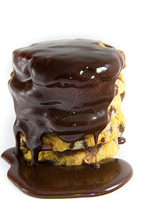 巧克力饼干和融化的巧克力糕点糖类液体食物垃圾诱惑糖果饼干甜点可可图片