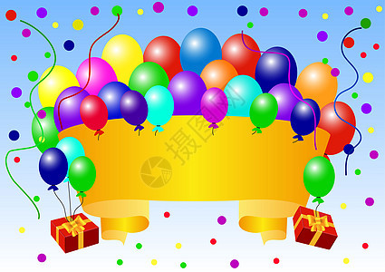 贺卡周年纪念日框架礼物纸屑生日丝带幸福气球惊喜图片