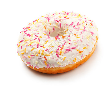 糖釉甜甜圈蛋糕油炸垃圾早餐育肥面包白色甜点粉色照片图片