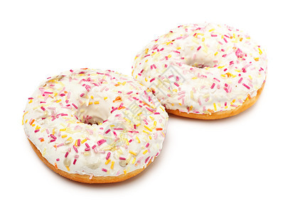 糖釉甜甜圈白色甜点食物育肥小吃糕点蛋糕釉面面包粉色图片