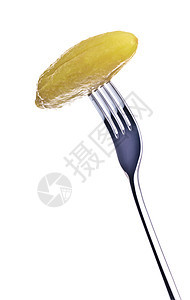 叉子上的Dill Pickle美食别针小吃调味品服务黄瓜浸泡银器杂货美味图片