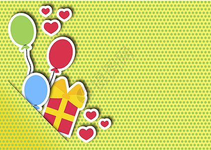 贺卡惊喜庆典气球插图盒子框架周年纪念日生日礼物图片