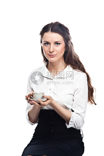 清晨一杯咖啡领导人士女性饮料经理快乐办公室成年人商务休息图片
