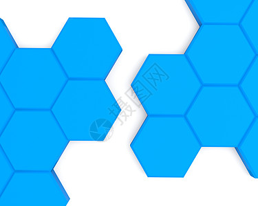 蓝色抽象细胞网络白色六边形背景图片