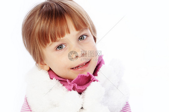 小女孩快乐衣服工作室育儿孩子围巾乐趣白色童年赤脚图片