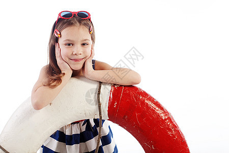 赛艇条纹戏服童年快乐孩子水手衣服魅力救生圈海洋图片