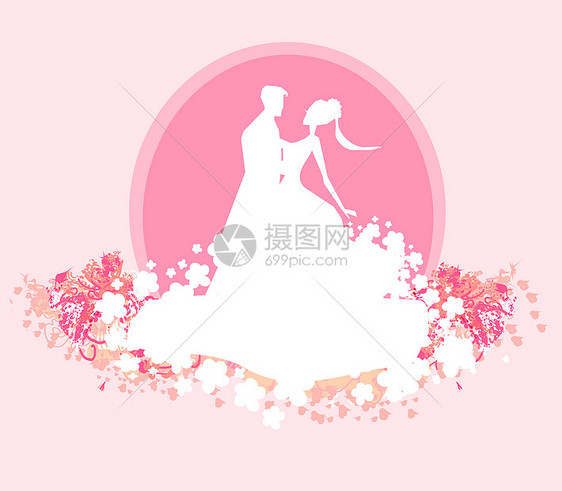 夫妻舞伴情侣背景邀请函花朵丈夫面纱涂鸦婚礼新郎男性女孩男生图片