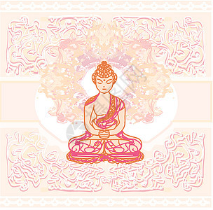 中华传统艺术和佛教模式精神手指腹部文化祷告佛陀插图宗教偶像中风图片