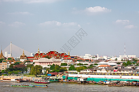 Chao Phraya上的Watho天线运输照片旅行寺庙市中心天空建筑热带吸引力图片