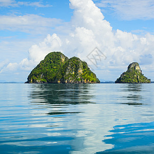 安达曼海群岛热带天空镜子海景反射岩石假期蓝色情调照片图片